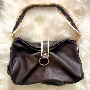 BCBG Dark Brown Leather Tote